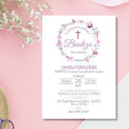 Bautizo Einladung Niedliche rosa Blume Taufe
