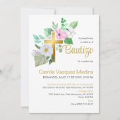 Bautizo Einladung Weiße Blume Elegante Taufe (Vorderseite)