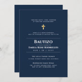 Bautizo Español Bilingüe Moderne Elegante Gles Einladung (Vorne/Hinten)