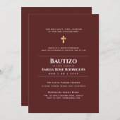 Bautizo Español Bilingüe Moderne Elegante Gles Einladung (Vorne/Hinten)