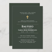 Bautizo Español Bilingüe Moderne Elegante Gles Einladung (Vorne/Hinten)