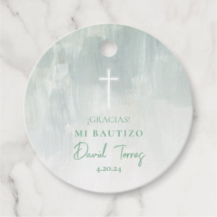 Bautizo Etiqueta para Recuerdos Verde Gefältags Geschenkanhänger