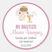Bautizo in spanisch Niedlicher Taufe Christening L Runder Aufkleber (Vorderseite)