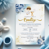 Bautizo Invitacion BLUE Blumen BOY Angel Taufe Einladung