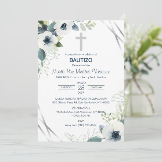 Bautizo Invitacion Boys and Girls Niedliche Taufe Einladung (Stehend Vorderseite)