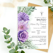 Bautizo Invitacion Niedlich Purple Flowers Christe Einladung