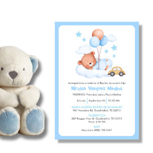 Bautizo Invitacion Niedlich Teddy Bären Boys Taufe Einladung