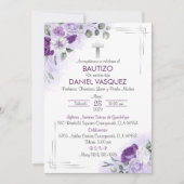 Bautizo Invitación Taufe Niedliche violette Blumen Einladung (Vorderseite)