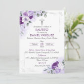 Bautizo Invitación Taufe Niedliche violette Blumen Einladung (Stehend Vorderseite)