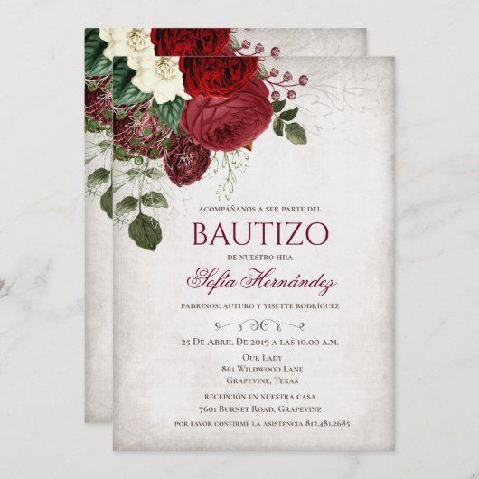 Bautizo Invitacione De bautizo Taufe Einladung (Vorne/Hinten)