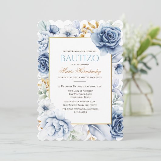 Bautizo Niño Invitacione De bautizo Niño Taufe Einladung (Stehend Vorderseite)