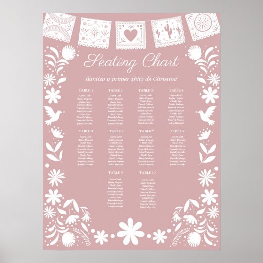 BAUTIZO Pink Cielito Lindo Sitzplan Poster (Vorne)