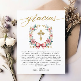 Bautizo Pink & Gold Spanisch Vielen Dank Postkarte