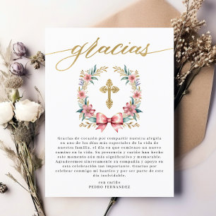 Bautizo Pink & Gold Spanisch Vielen Dank Postkarte