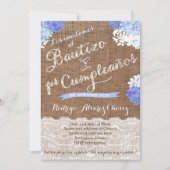 Bautizo y 1er cumple, Latino Taufe Geburtstag Einladung (Vorderseite)