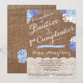 Bautizo y 1er cumple, Latino Taufe Geburtstag Einladung