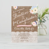 Bautizo y 1er cumpleaños, invitaciones para niña einladung (Stehend Vorderseite)