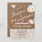 Bautizo y 1er cumpleaños, invitaciones para niña einladung (Vorne/Hinten)