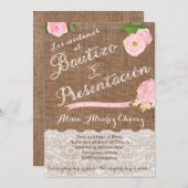 Bautizo y Presentación de Tres años Spanisch Einladung (Vorne/Hinten)