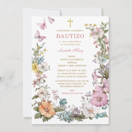 Bautizo Y Primer Añito de nuestro hija Einladung (Vorderseite)