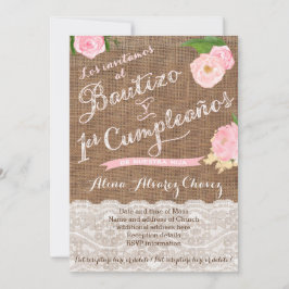 Bautizo y primer cumple, Spanisch einladen Castell Einladung