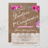 Bautizo y primer cumpleaños, invitación castellano einladung (Vorne/Hinten)