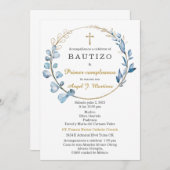 Bautizo y Primer Cumpleaños Niño Einladung (Vorne/Hinten)