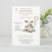 Bautizo y Primer Cumpleaños Niño Einladung (Stehend Vorderseite)