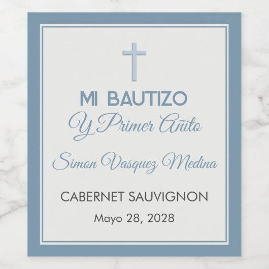 Bautizo y Primer Cumpleaños Taufe Erster Geburtsta Weinetikett (Einzelnes Label)