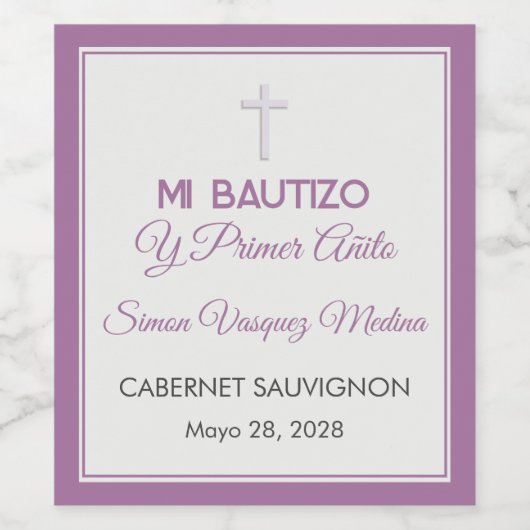 Bautizo y Primer Cumpleaños Taufe Erster Geburtsta Weinetikett (Einzelnes Label)