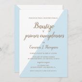 Bautizo y primer cumpleaños Taufe Spanisch Blau Einladung (Vorne/Hinten)