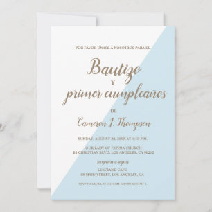 Bautizo y primer cumpleaños Taufe Spanisch Blau Einladung
