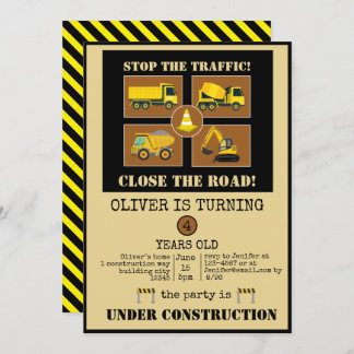 Bautransporter | Boys Themed Birthday Party Einladung