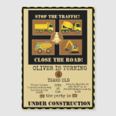 Bautransporter | Boys Themed Birthday Party Magneteinladung (Vorderseite)