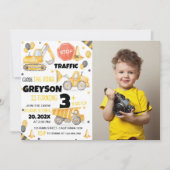 Bautransporter Einladung zum Geburtstag (Vorderseite)