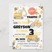 Bautransporter Einladung zum Geburtstag (Vorderseite)