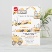 Bautransporter Einladung zum Geburtstag (Stehend Vorderseite)