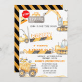 Bautransporter Einladung zum Geburtstag (Vorne/Hinten)