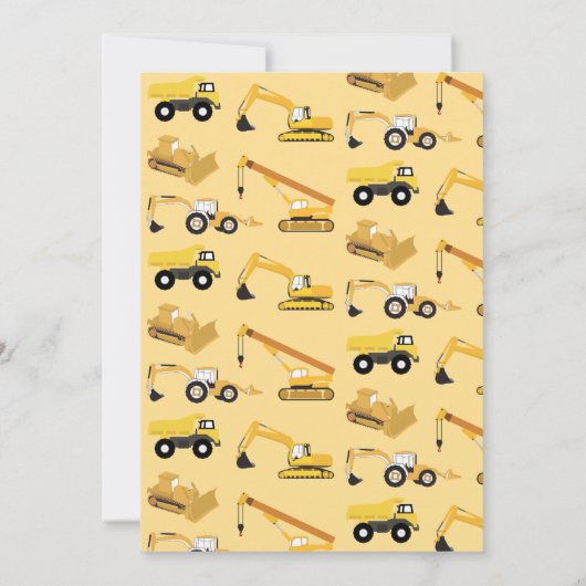 Bautransporter Einladungen zum Geburtstag (Rückseite)