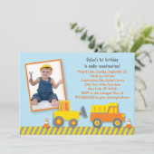 Bautransporter Geburtstag Einladung (Stehend Vorderseite)