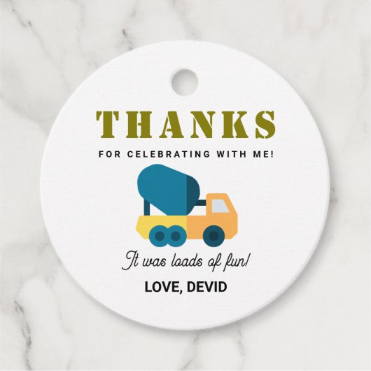 Bautransporter Geburtstagsbegünstigen Tags Geschenkanhänger (Vorderseite)