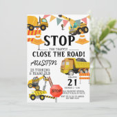 Bautransporter | KINDERGEBURTSTAG PARTY Einladung (Stehend Vorderseite)