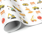 Bautransporter | KINDERGEBURTSTAG PARTY Geschenkpapier (Rolleneckpunkt)