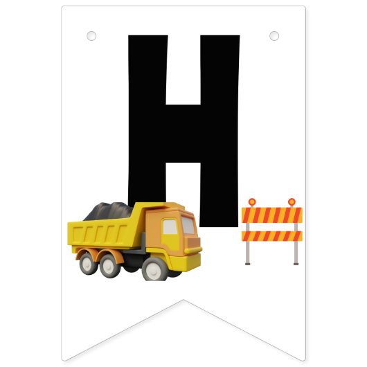 Bautransporter | KINDERGEBURTSTAG PARTY Wimpelkette (Zweite Fahne)