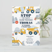Bautransporter Kleinkinder Einladung zum Geburtsta (Stehend Vorderseite)