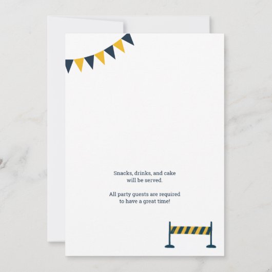 Bautransporter Kleinkinder Einladung zum Geburtsta (Rückseite)