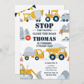 Bautransporter Kleinkinder Einladung zum Geburtsta (Vorne/Hinten)