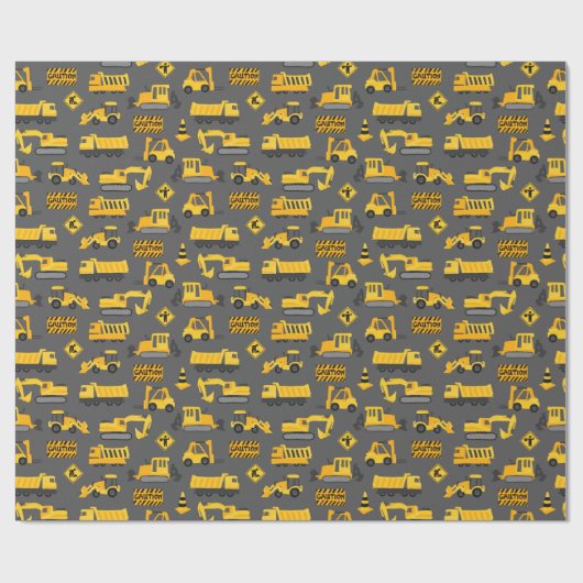 Bautransporter und -zeichen Muster Grau Geschenkpapier (Flach)