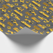 Bautransporter und -zeichen Muster Grau Geschenkpapier (Ecke)