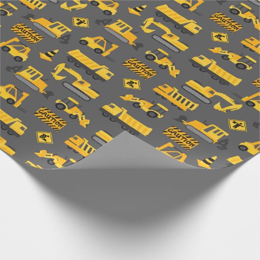 Bautransporter und -zeichen Muster Grau Geschenkpapier (Ecke)